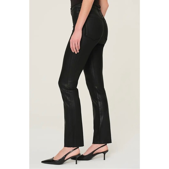 DL1961 Halle Instasculpt Raw Hem High Waist Ankle Straight Jeans Black Coated 26 - Picture 3 of 7